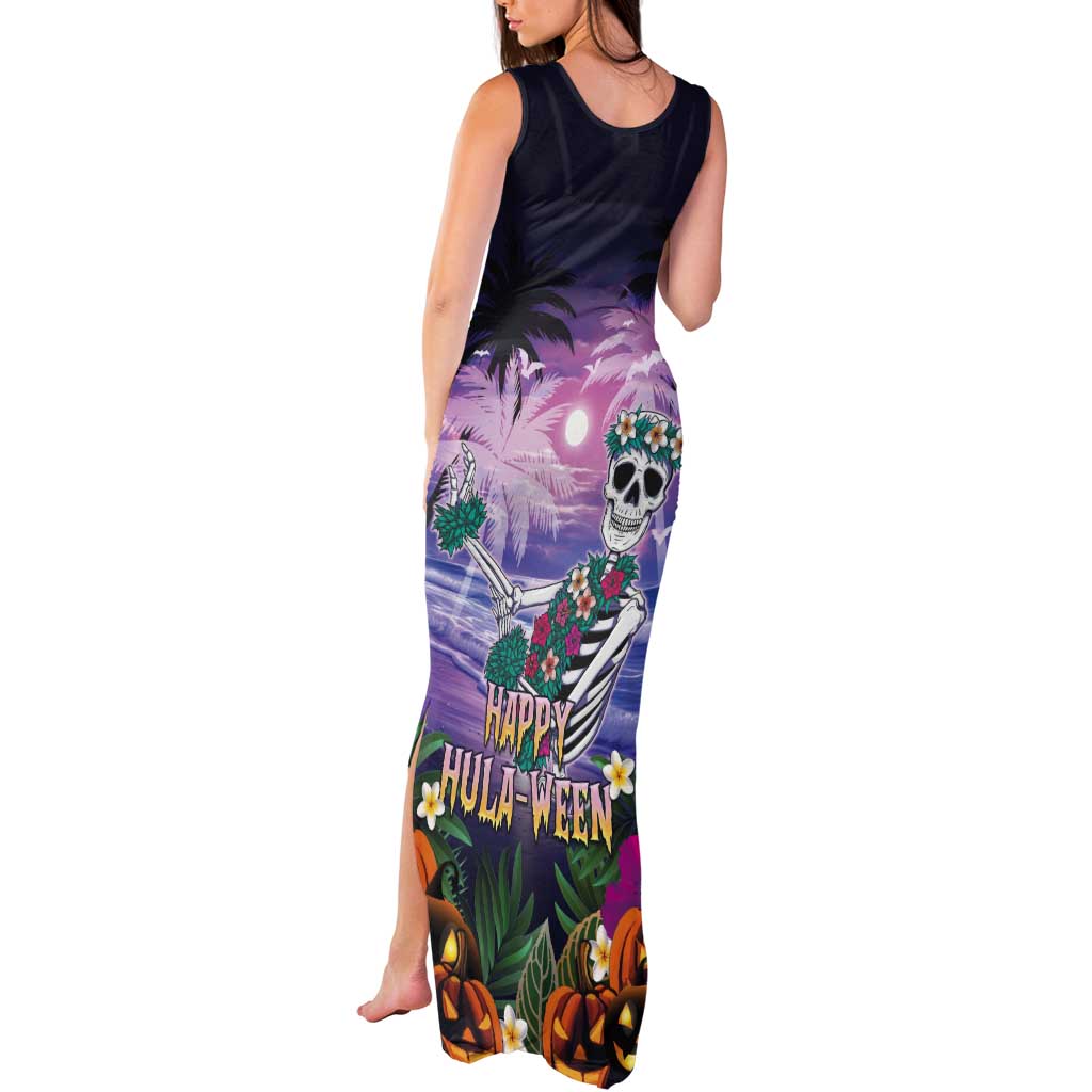 Happy Hulaween Tank Maxi Dress Mahaloween Skeleton Dancing LT05 - Polynesian Pride