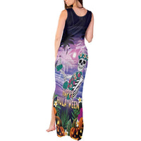 Happy Hulaween Tank Maxi Dress Mahaloween Skeleton Dancing LT05 - Polynesian Pride
