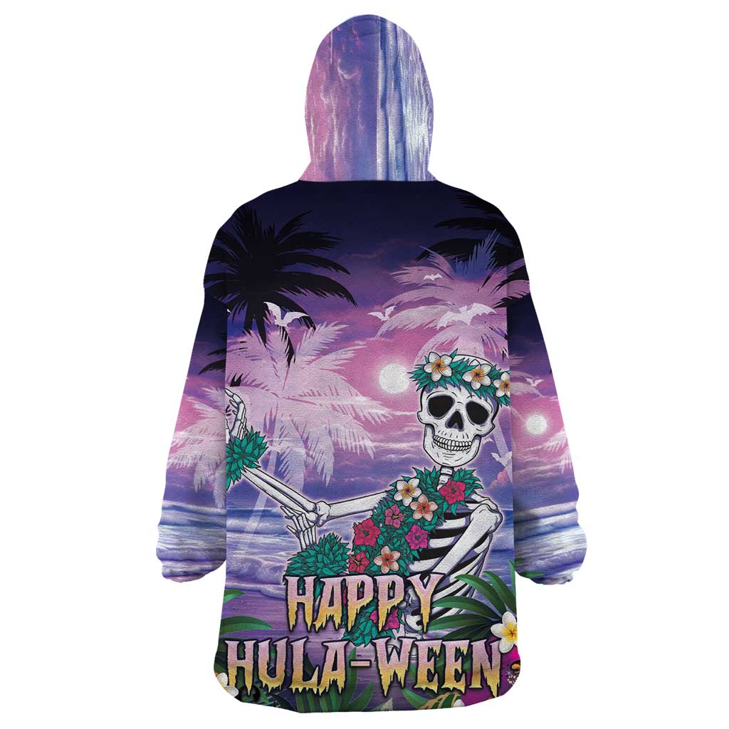 Happy Hulaween Wearable Blanket Hoodie Mahaloween Skeleton Dancing LT05 - Polynesian Pride