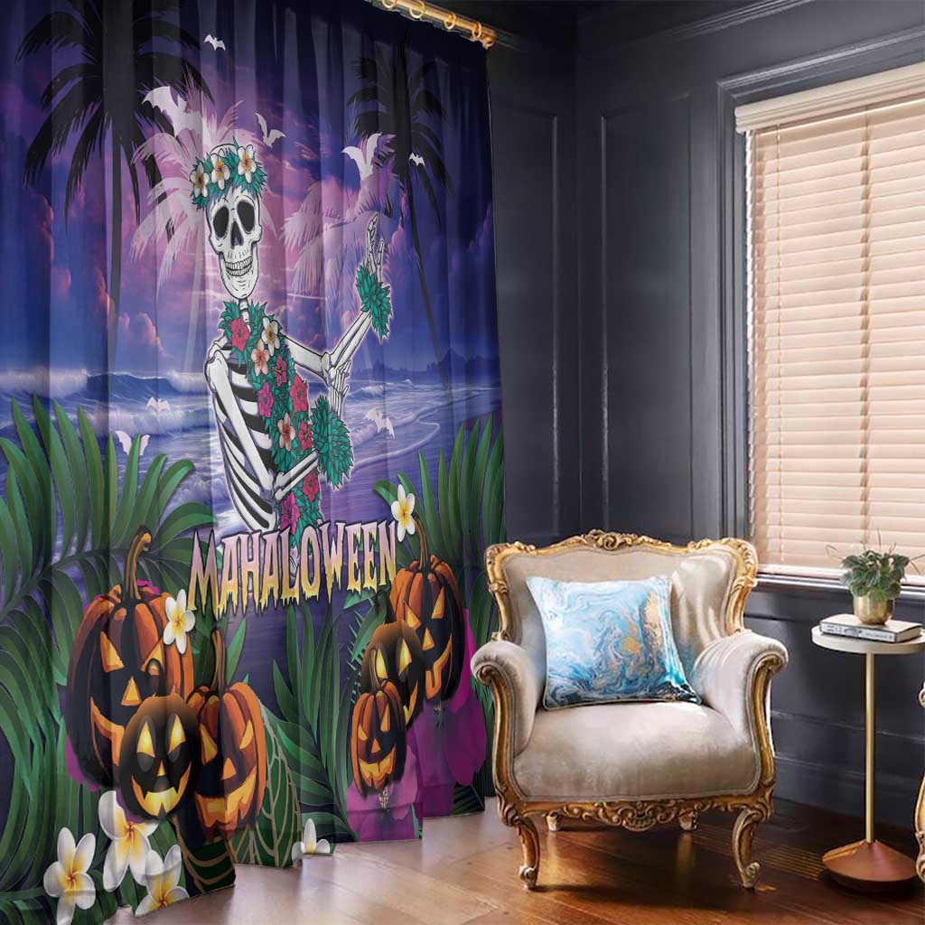 Happy Hulaween Window Curtain Mahaloween Skeleton Dancing LT05 - Polynesian Pride