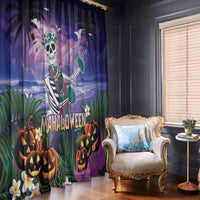 Happy Hulaween Window Curtain Mahaloween Skeleton Dancing LT05 - Polynesian Pride