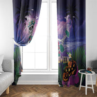 Happy Hulaween Window Curtain Mahaloween Skeleton Dancing LT05 - Polynesian Pride