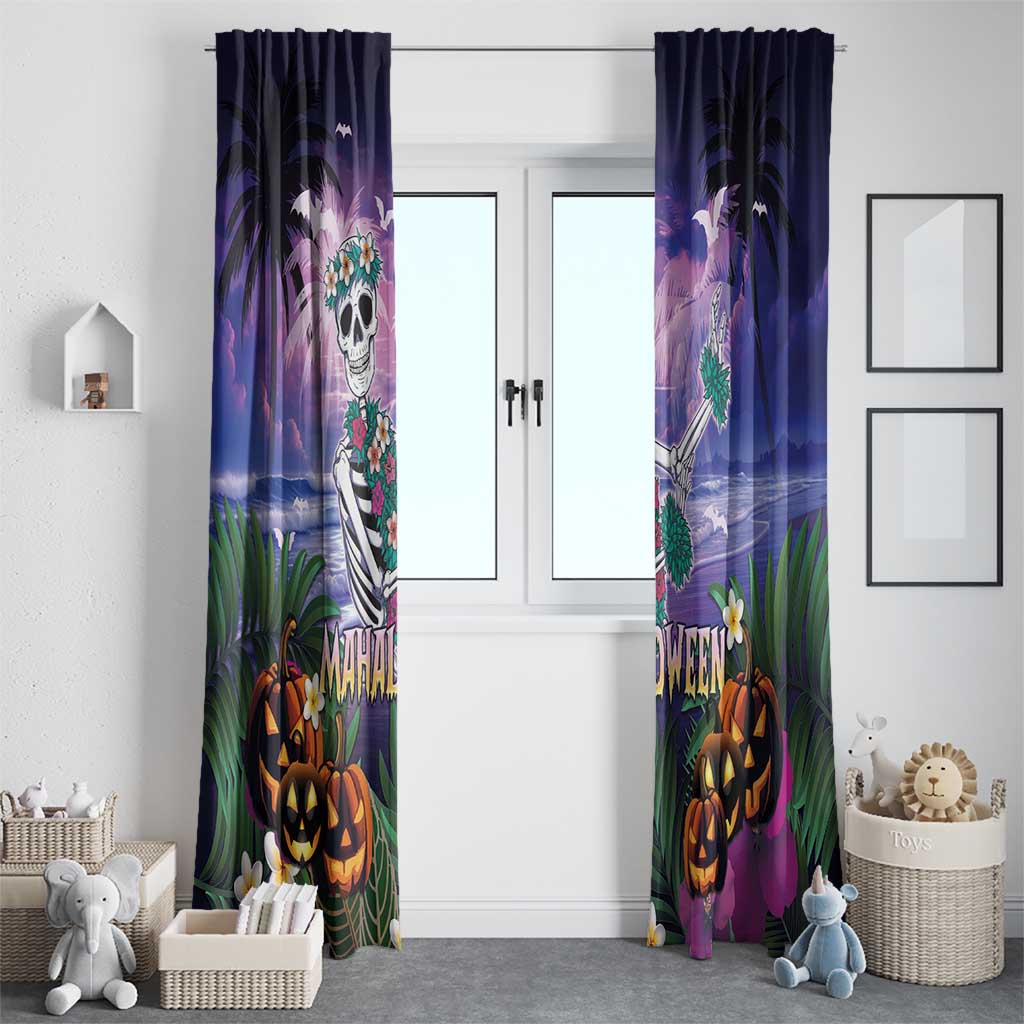 Happy Hulaween Window Curtain Mahaloween Skeleton Dancing LT05 - Polynesian Pride