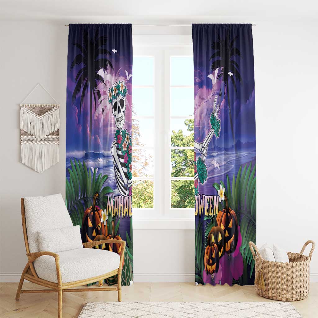 Happy Hulaween Window Curtain Mahaloween Skeleton Dancing LT05 - Polynesian Pride
