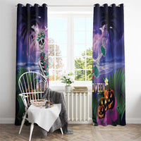 Happy Hulaween Window Curtain Mahaloween Skeleton Dancing LT05 - Polynesian Pride