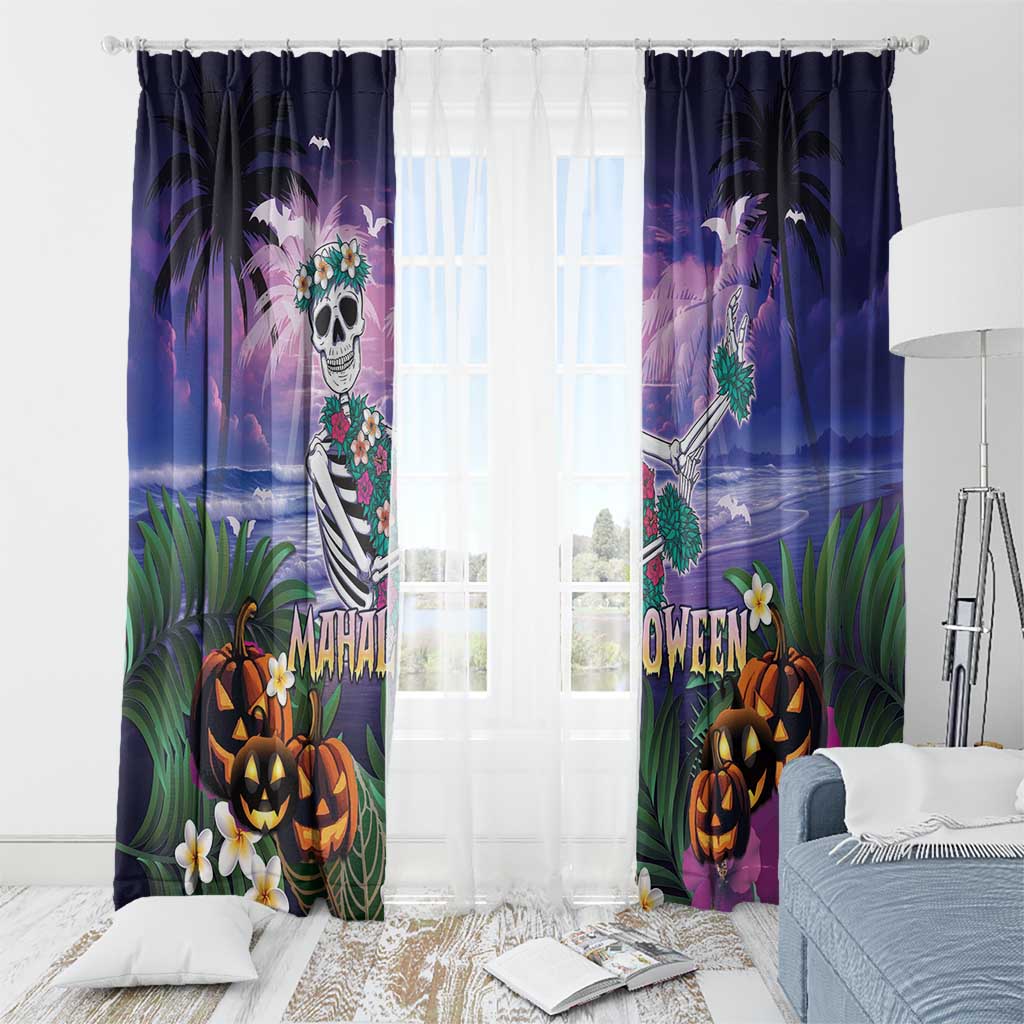 Happy Hulaween Window Curtain Mahaloween Skeleton Dancing LT05 - Polynesian Pride