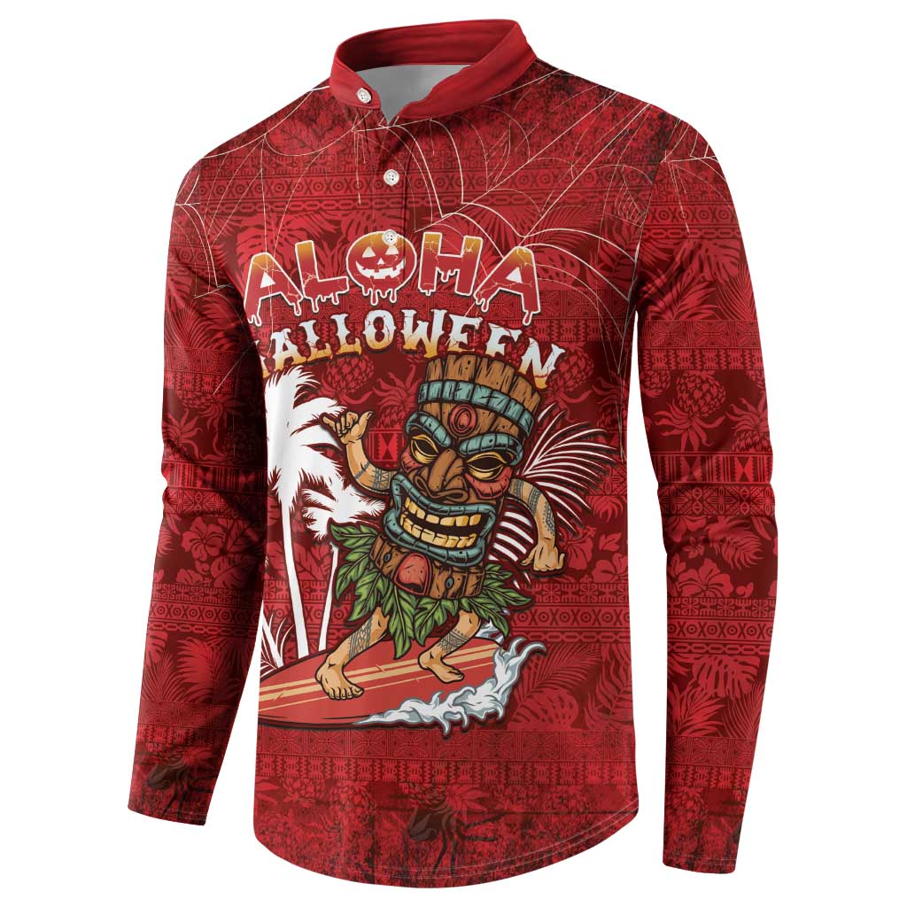 Personalised Aloha Halloween Button Sweatshirt Skeleton Surfing LT05 - Polynesian Pride