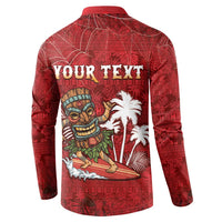 Personalised Aloha Halloween Button Sweatshirt Skeleton Surfing LT05 - Polynesian Pride