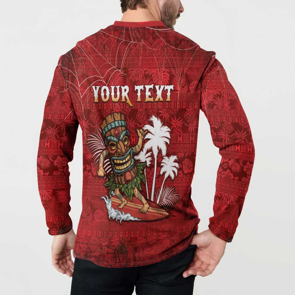 Personalised Aloha Halloween Button Sweatshirt Skeleton Surfing LT05 - Polynesian Pride