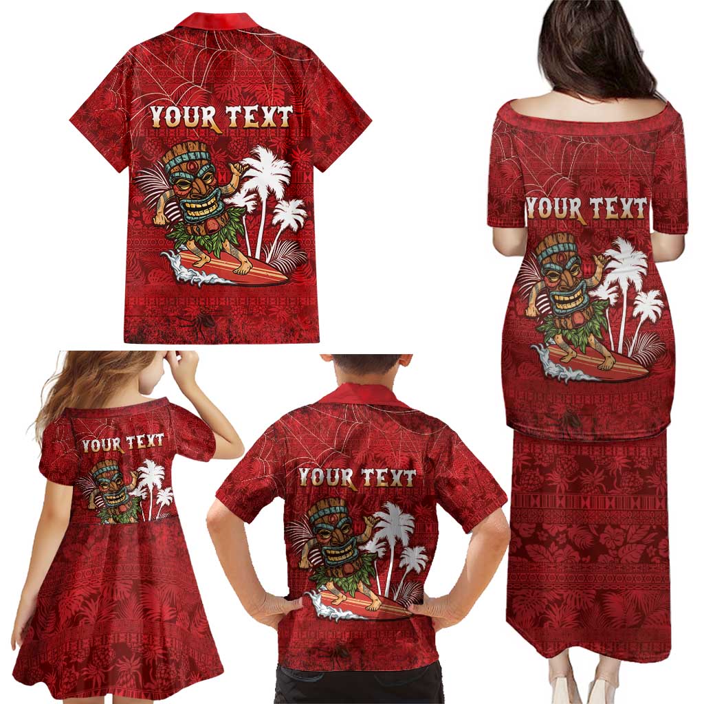Personalised Aloha Halloween Family Matching Puletasi and Hawaiian Shirt Skeleton Surfing LT05 - Polynesian Pride