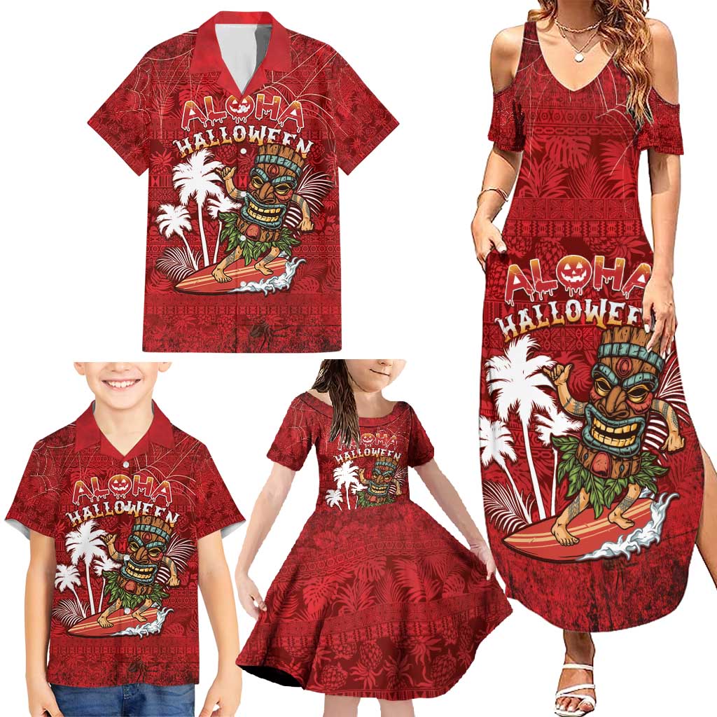 Personalised Aloha Halloween Family Matching Summer Maxi Dress and Hawaiian Shirt Skeleton Surfing LT05 - Polynesian Pride