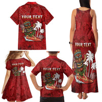 Personalised Aloha Halloween Family Matching Tank Maxi Dress and Hawaiian Shirt Skeleton Surfing LT05 - Polynesian Pride