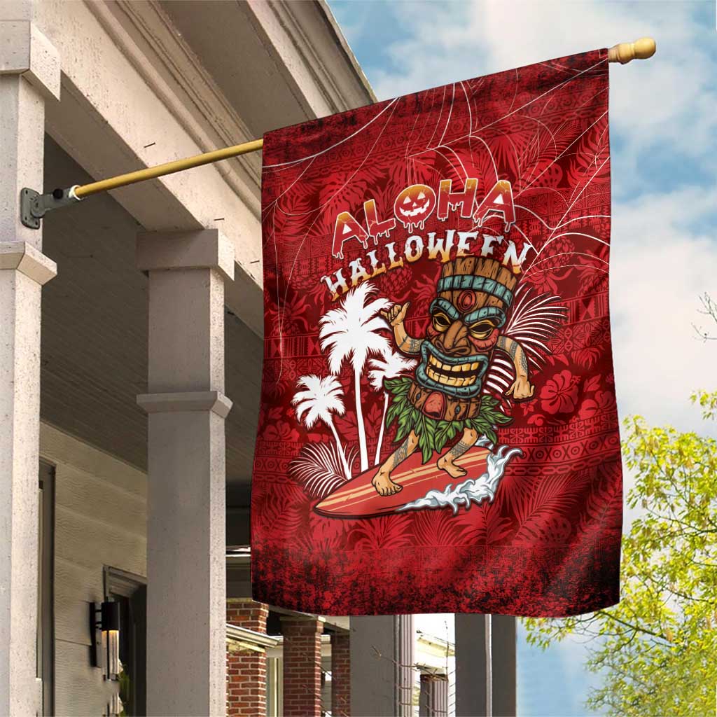 Aloha Halloween Garden Flag Skeleton Surfing