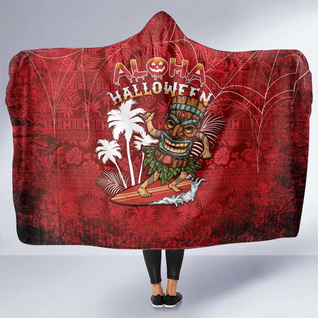 Aloha Halloween Hooded Blanket Skeleton Surfing