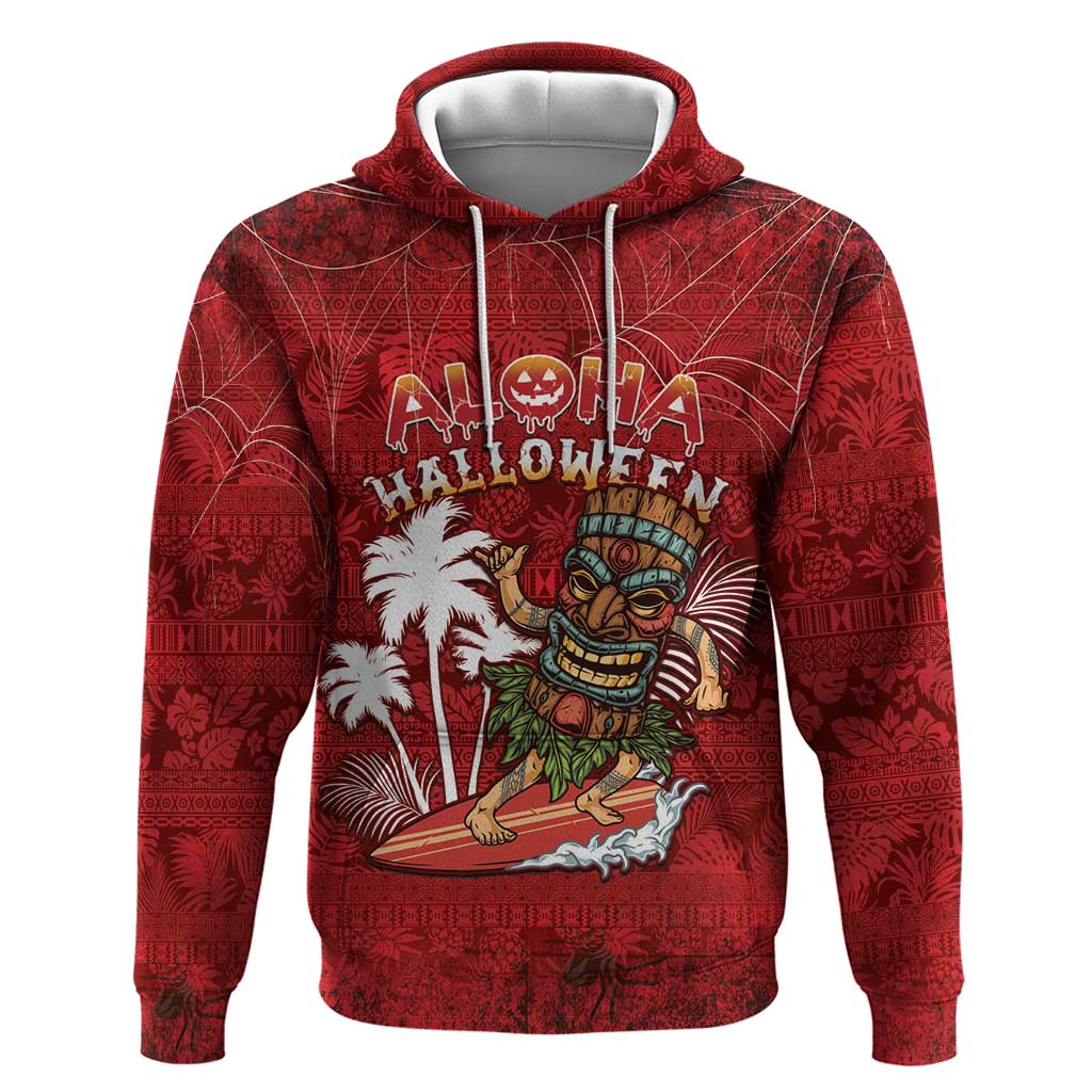 Personalised Aloha Halloween Hoodie Skeleton Surfing