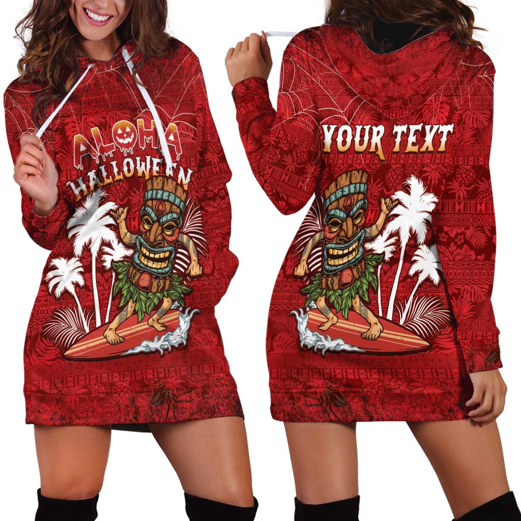 Personalised Aloha Halloween Hoodie Dress Skeleton Surfing LT05 - Polynesian Pride