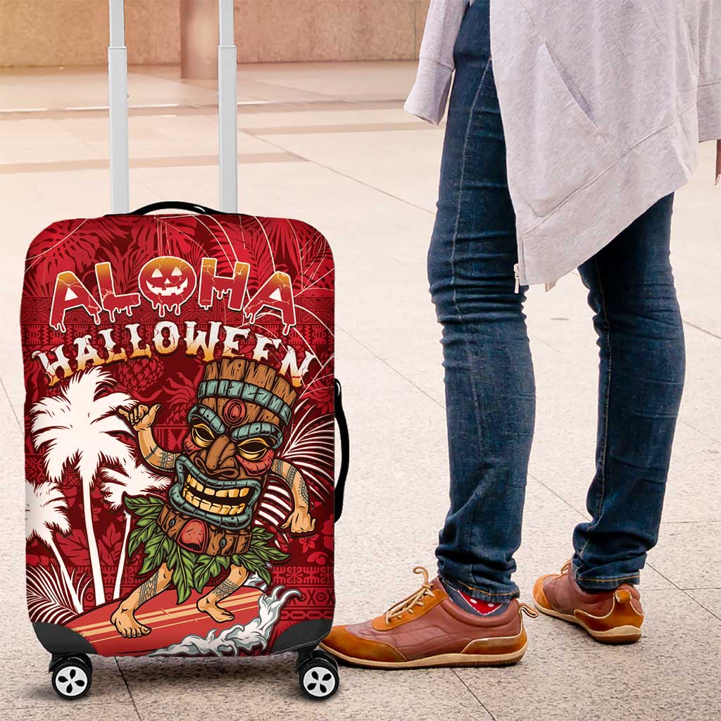 Aloha Halloween Luggage Cover Skeleton Surfing