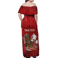 Personalised Aloha Halloween Off Shoulder Maxi Dress Skeleton Surfing LT05 - Polynesian Pride