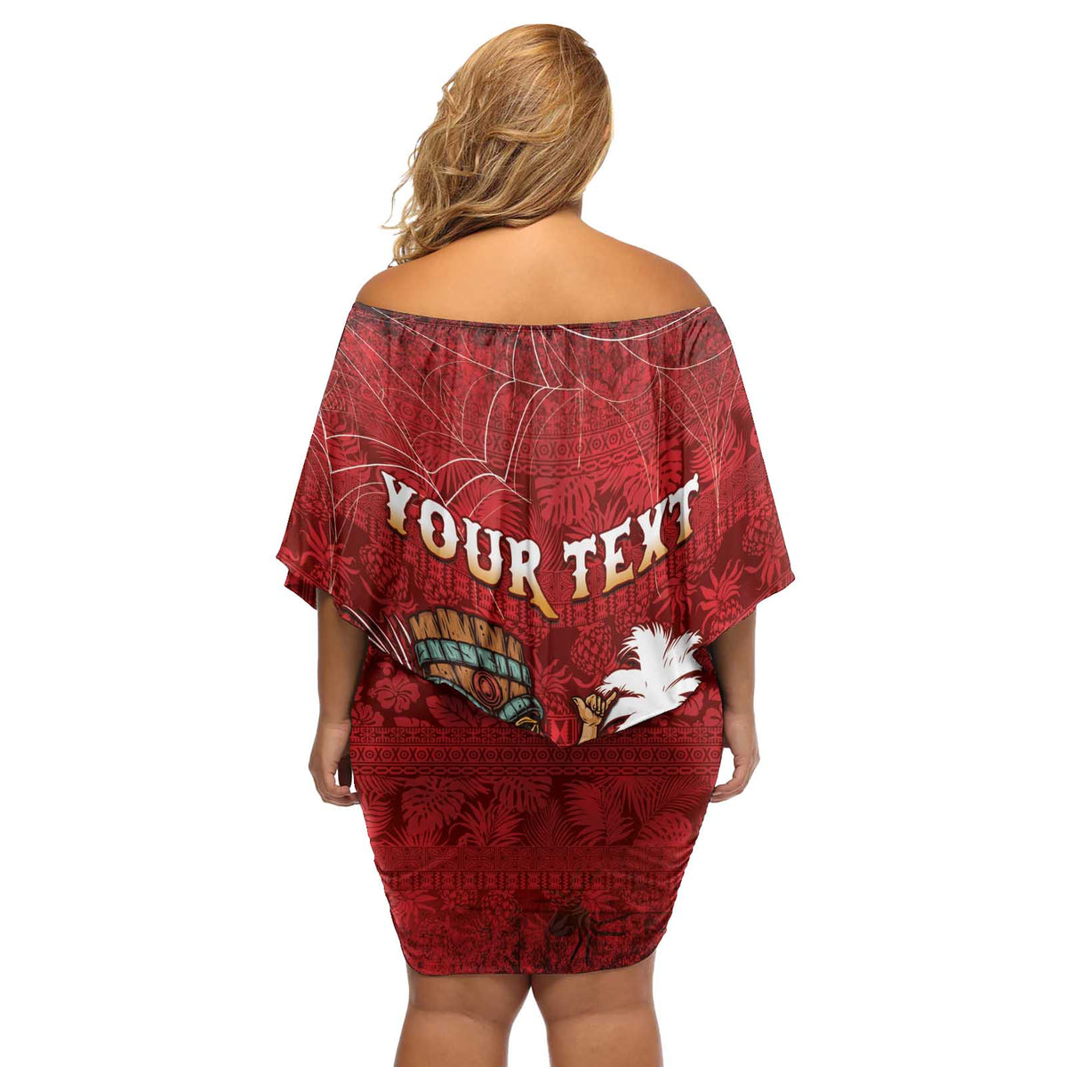 Personalised Aloha Halloween Off Shoulder Short Dress Skeleton Surfing LT05 - Polynesian Pride