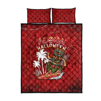 Aloha Halloween Quilt Bed Set Skeleton Surfing