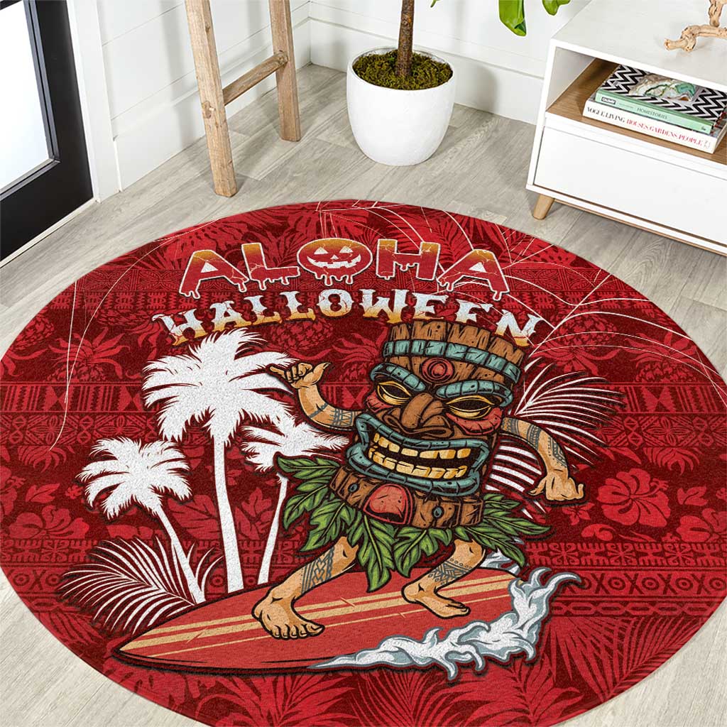 Aloha Halloween Round Carpet Skeleton Surfing