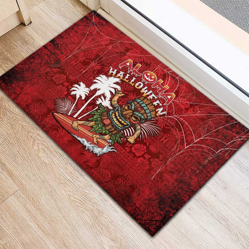 Aloha Halloween Rubber Doormat Skeleton Surfing