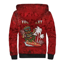 Personalised Aloha Halloween Sherpa Hoodie Skeleton Surfing LT05 - Polynesian Pride