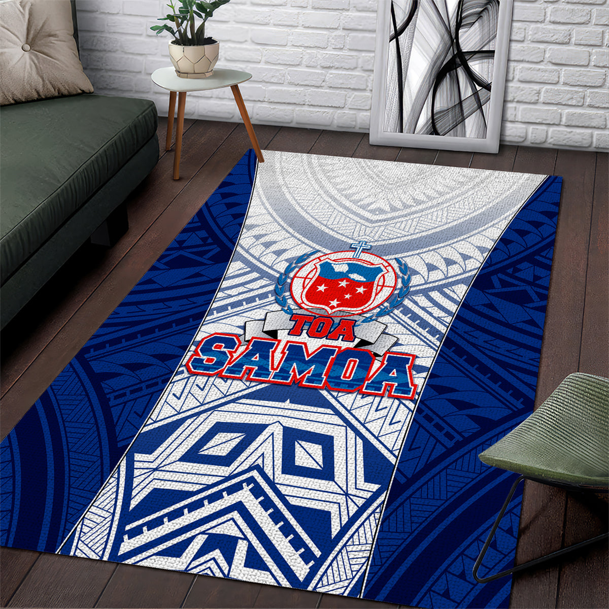 Samoa Rugby Area Rug 2023 Pacific Championships Polynesian Pattern LT05 Blue - Polynesian Pride