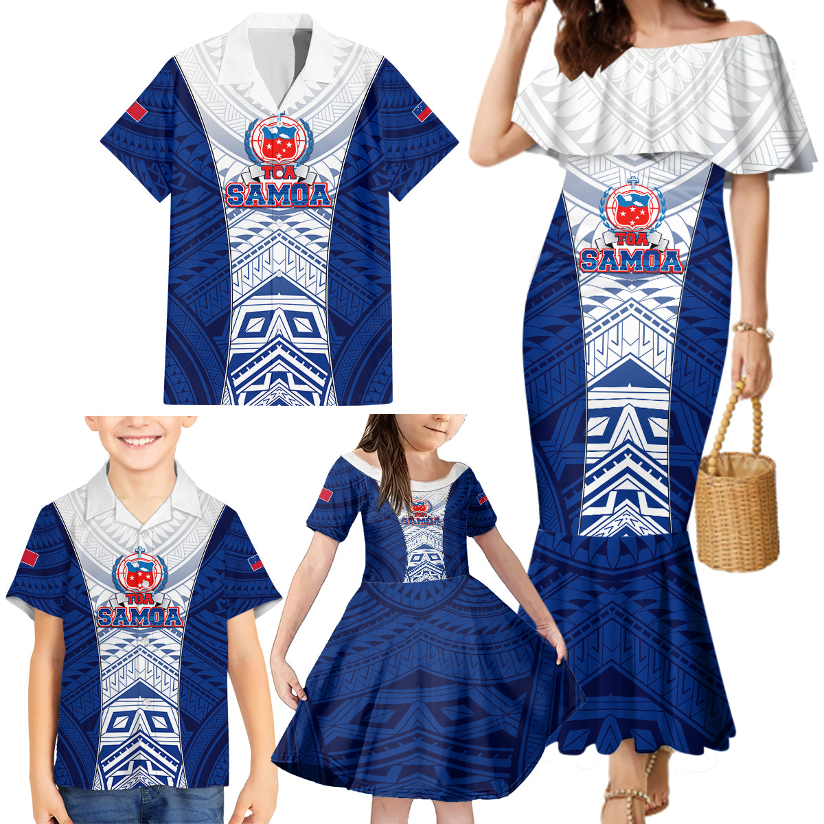 Custom Samoa Rugby Family Matching Mermaid Dress and Hawaiian Shirt 2023 Pacific Championships Polynesian Pattern LT05 - Polynesian Pride