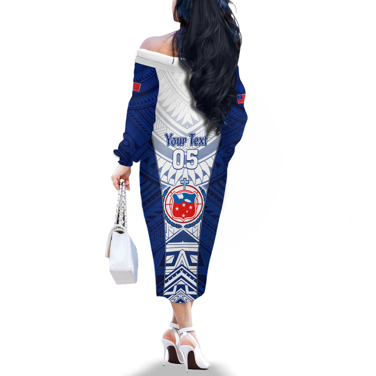 Custom Samoa Rugby Family Matching Off Shoulder Long Sleeve Dress and Hawaiian Shirt 2023 Pacific Championships Polynesian Pattern LT05 - Polynesian Pride