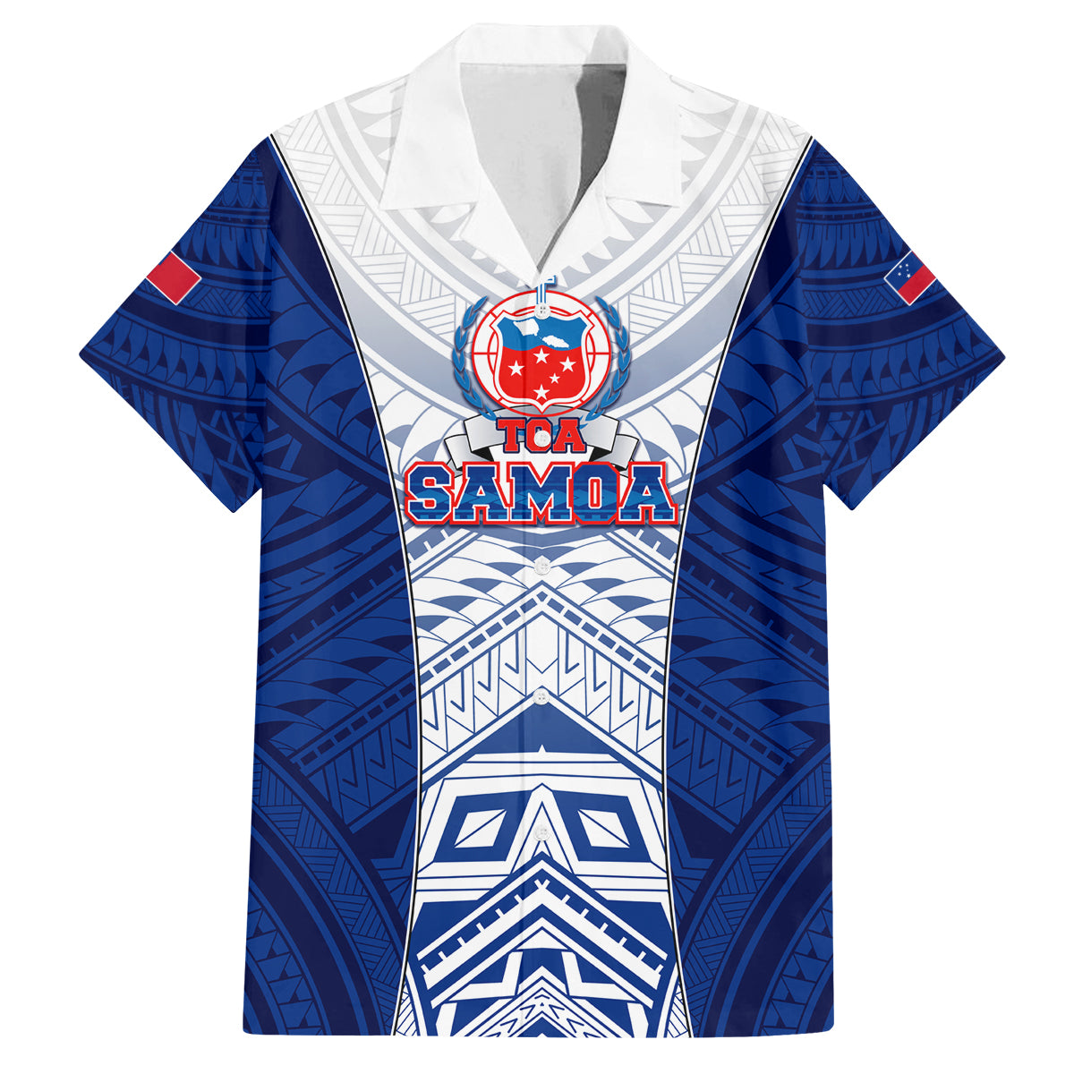 Custom Samoa Rugby Family Matching Off Shoulder Short Dress and Hawaiian Shirt 2023 Pacific Championships Polynesian Pattern LT05 Dad's Shirt - Short Sleeve Blue - Polynesian Pride