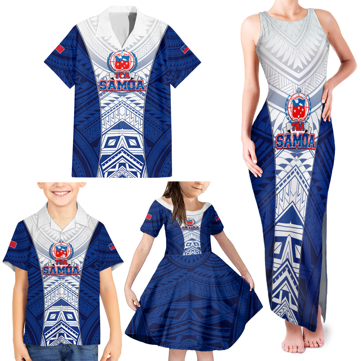 Custom Samoa Rugby Family Matching Tank Maxi Dress and Hawaiian Shirt 2023 Pacific Championships Polynesian Pattern LT05 - Polynesian Pride