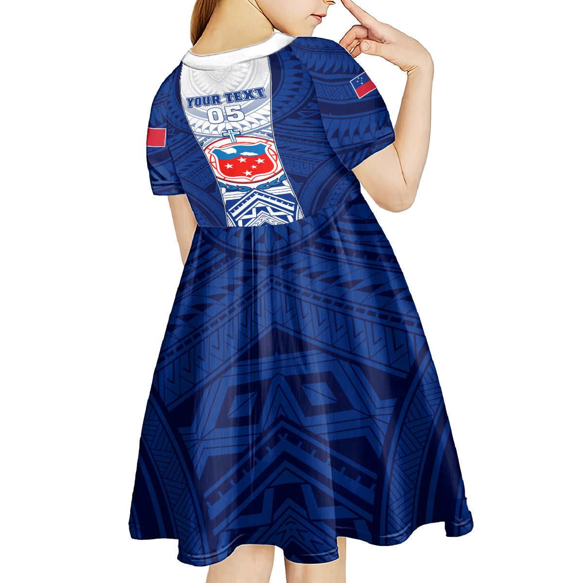 Custom Samoa Rugby Kid Short Sleeve Dress 2023 Pacific Championships Polynesian Pattern LT05 - Polynesian Pride