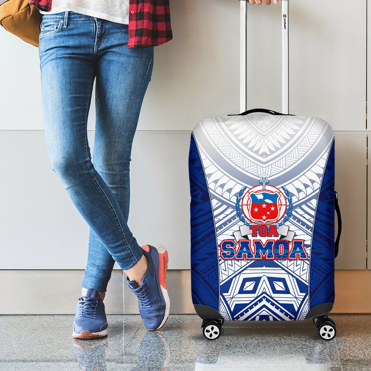 Samoa Rugby Luggage Cover 2023 Pacific Championships Polynesian Pattern LT05 - Polynesian Pride