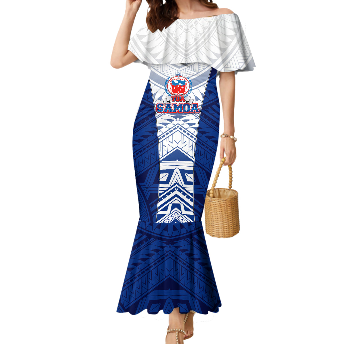 Custom Samoa Rugby Mermaid Dress 2023 Pacific Championships Polynesian Pattern LT05 Women Blue - Polynesian Pride