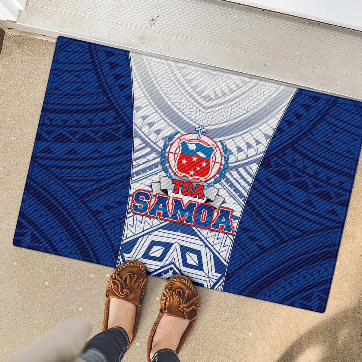 Samoa Rugby Rubber Doormat 2023 Pacific Championships Polynesian Pattern LT05 - Polynesian Pride