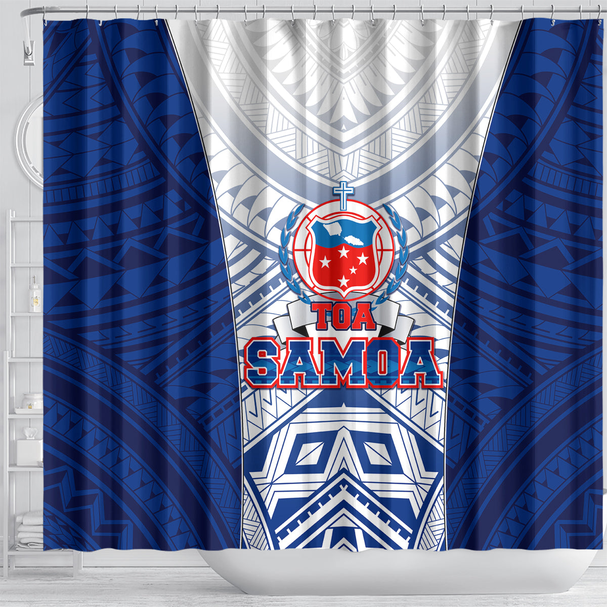 Samoa Rugby Shower Curtain 2023 Pacific Championships Polynesian Pattern LT05 - Polynesian Pride