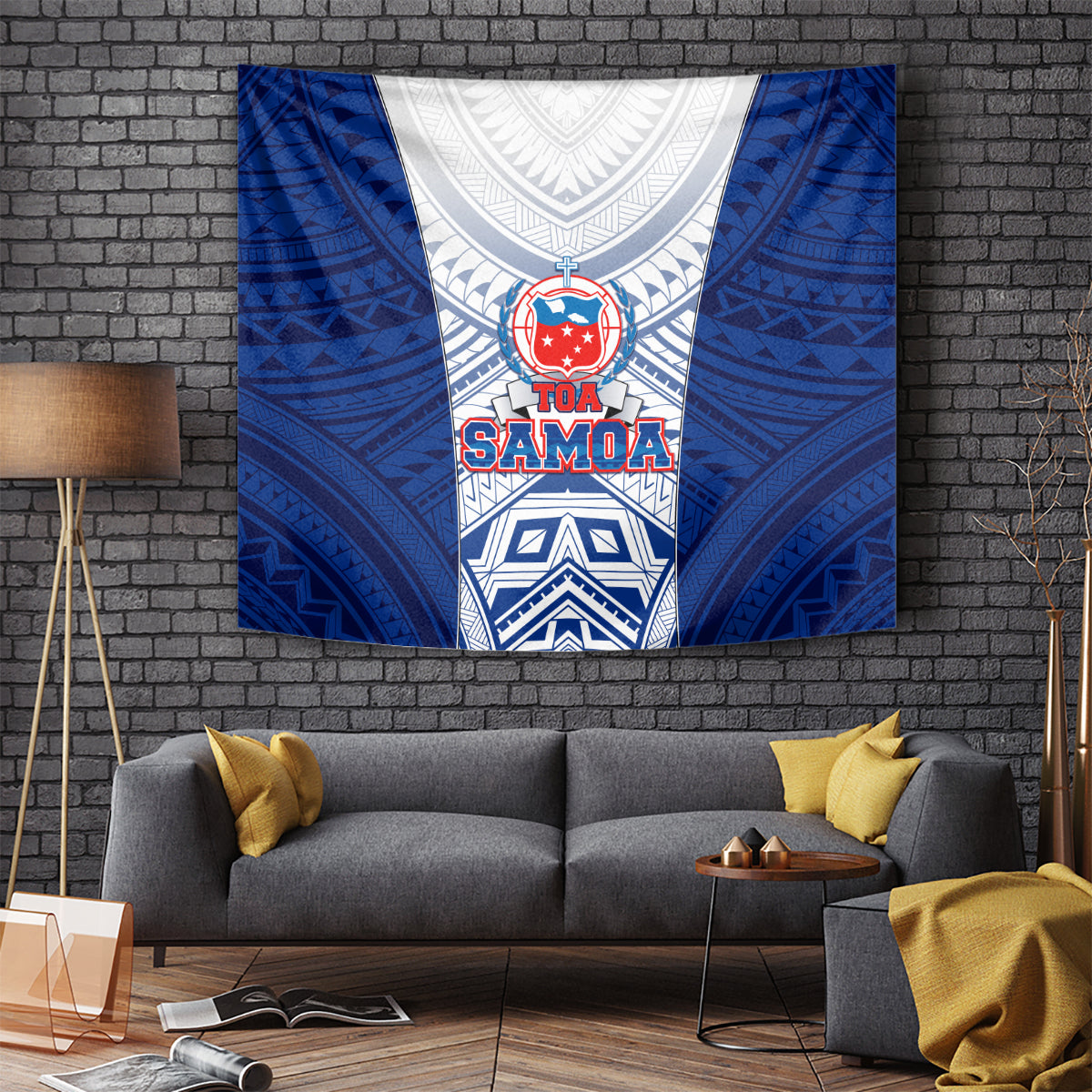 Samoa Rugby Tapestry 2023 Pacific Championships Polynesian Pattern LT05 Blue - Polynesian Pride