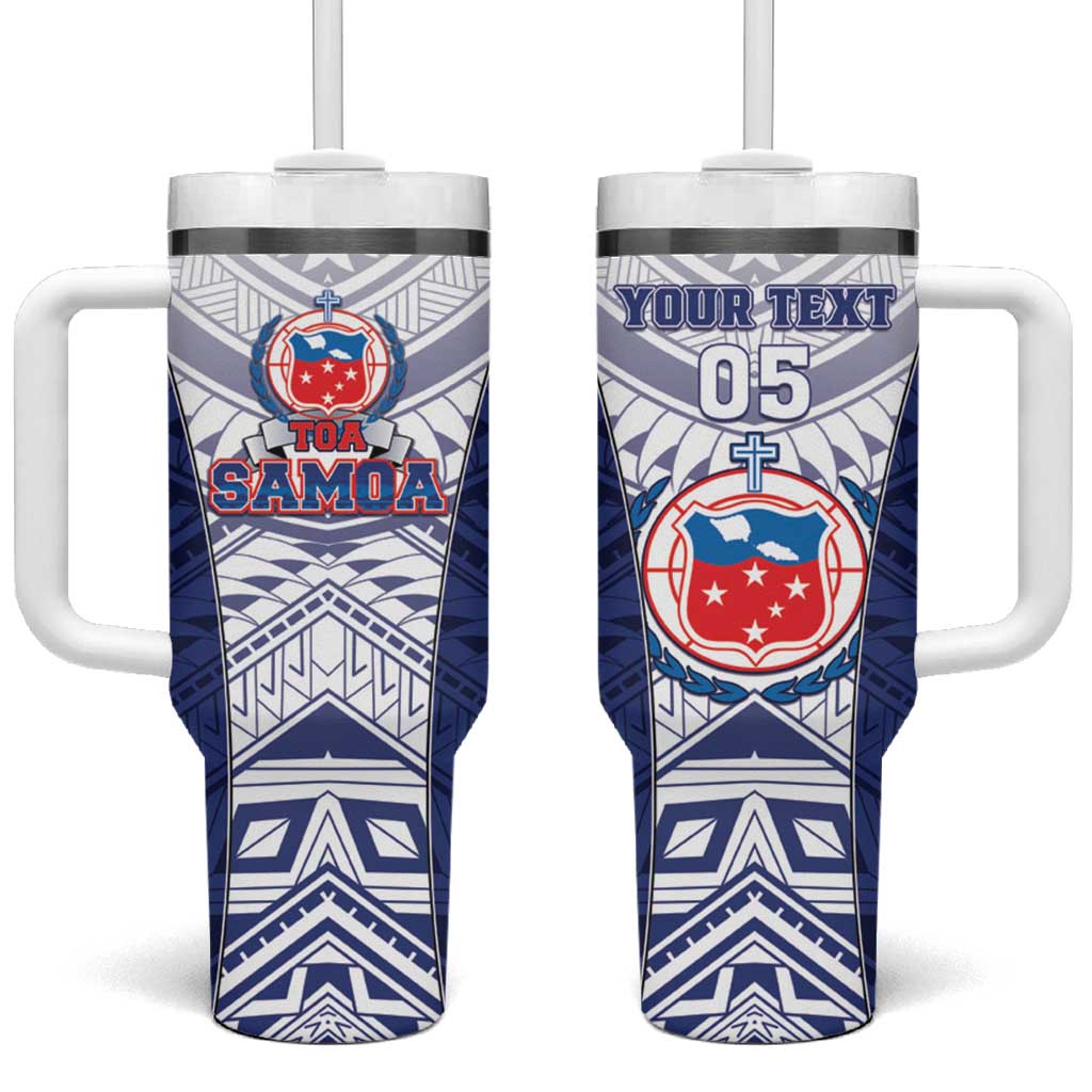 Custom Samoa Rugby Tumbler With Handle 2023 Pacific Championships Polynesian Pattern