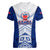 Custom Samoa Rugby Women V Neck T Shirt 2023 Pacific Championships Polynesian Pattern LT05 Female Blue - Polynesian Pride