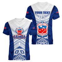 Custom Samoa Rugby Women V Neck T Shirt 2023 Pacific Championships Polynesian Pattern LT05 - Polynesian Pride