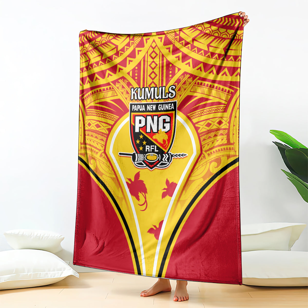 Papua New Guinea Rugby Blanket 2023 Pacific Championships The Kumuls LT05 Yellow - Polynesian Pride