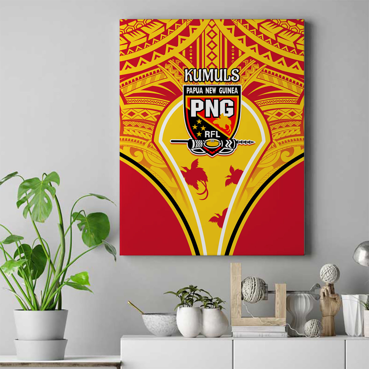 Papua New Guinea Rugby Canvas Wall Art 2023 Pacific Championships The Kumuls LT05 Yellow - Polynesian Pride