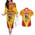 Custom Papua New Guinea Rugby Couples Matching Off The Shoulder Long Sleeve Dress and Hawaiian Shirt 2023 Pacific Championships The Kumuls LT05 Yellow - Polynesian Pride