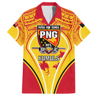 Custom Papua New Guinea Rugby Family Matching Off Shoulder Short Dress and Hawaiian Shirt 2023 Pacific Championships The Kumuls LT05 Dad's Shirt - Short Sleeve Yellow - Polynesian Pride