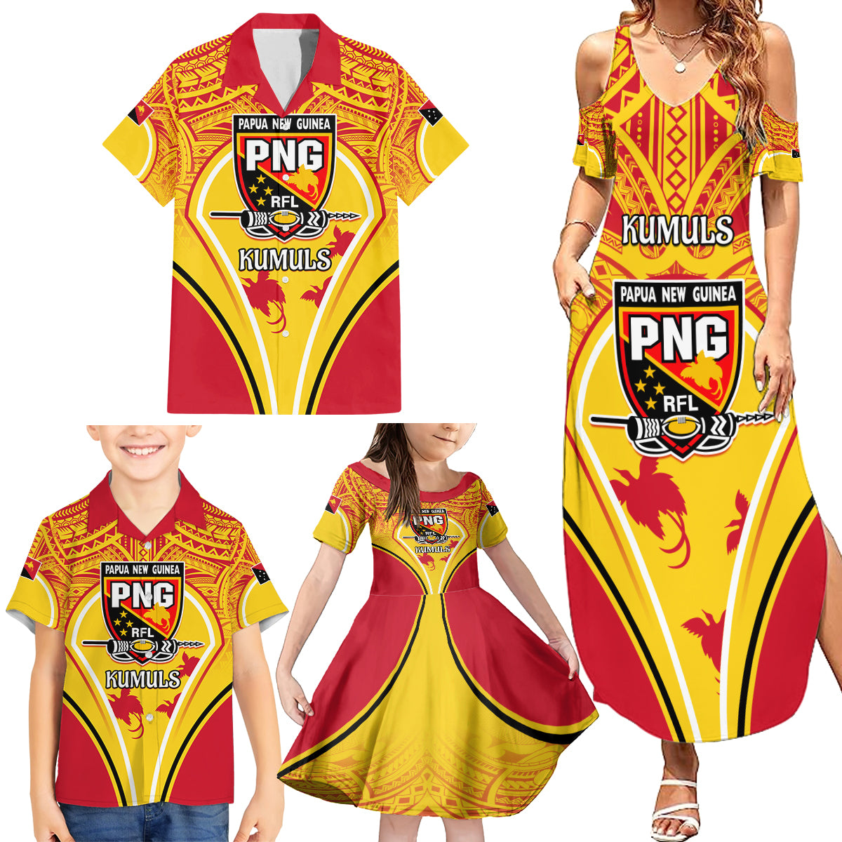 Custom Papua New Guinea Rugby Family Matching Summer Maxi Dress and Hawaiian Shirt 2023 Pacific Championships The Kumuls LT05 - Polynesian Pride