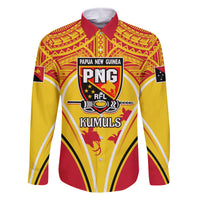 Custom Papua New Guinea Rugby Family Matching Tank Maxi Dress and Hawaiian Shirt 2023 Pacific Championships The Kumuls LT05 Dad's Shirt - Long Sleeve Yellow - Polynesian Pride