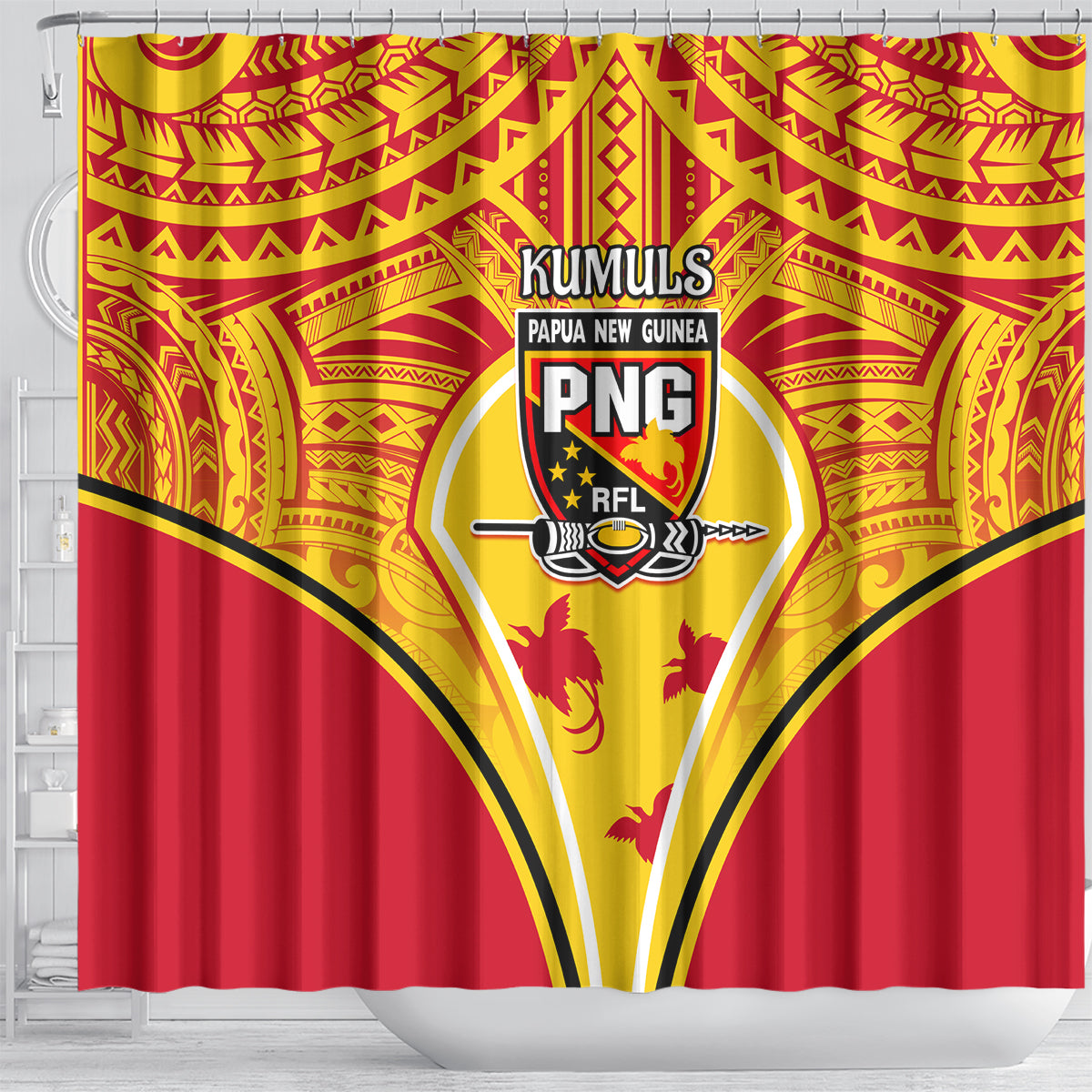 Papua New Guinea Rugby Shower Curtain 2023 Pacific Championships The Kumuls LT05 - Polynesian Pride