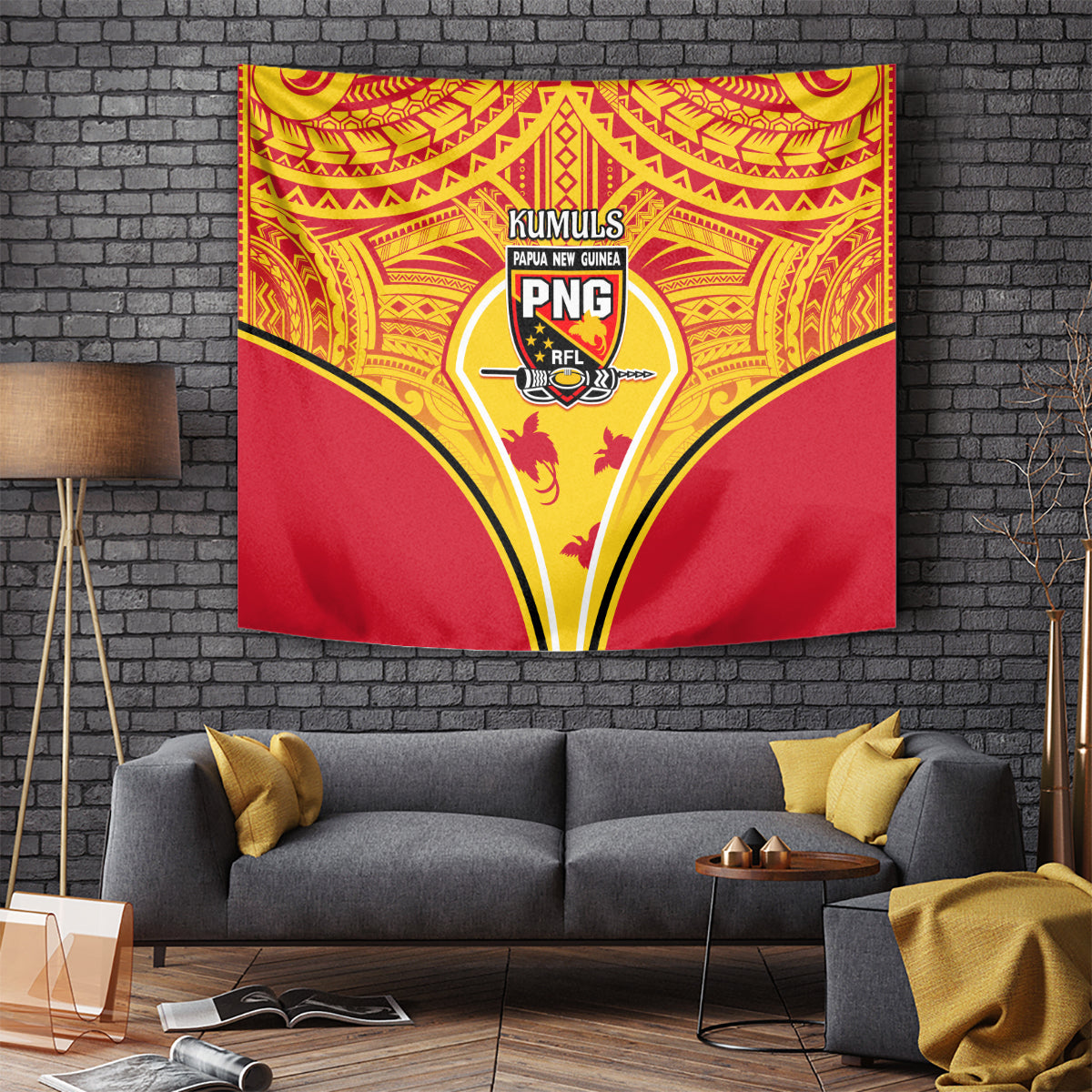 Papua New Guinea Rugby Tapestry 2023 Pacific Championships The Kumuls LT05 Yellow - Polynesian Pride