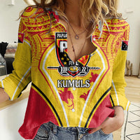 Custom Papua New Guinea Rugby Women Casual Shirt 2023 Pacific Championships The Kumuls LT05 Female Yellow - Polynesian Pride